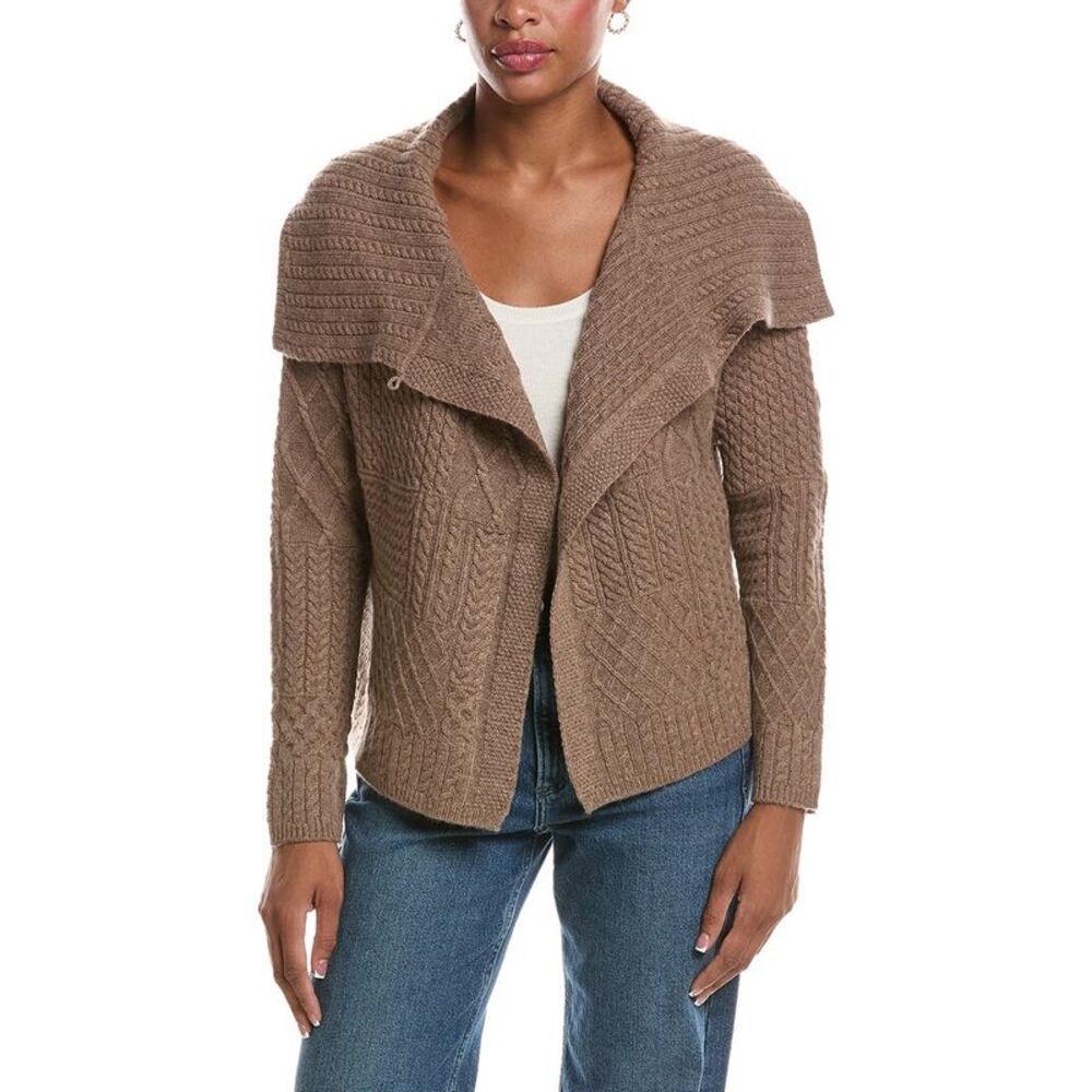 Incashmere Womens  Textured Wool & Cashmere-Blend Wrap Sweater, Grey